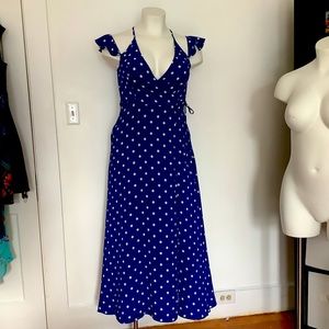 Polka Dots Cobalt Blue long Dress (boho)
